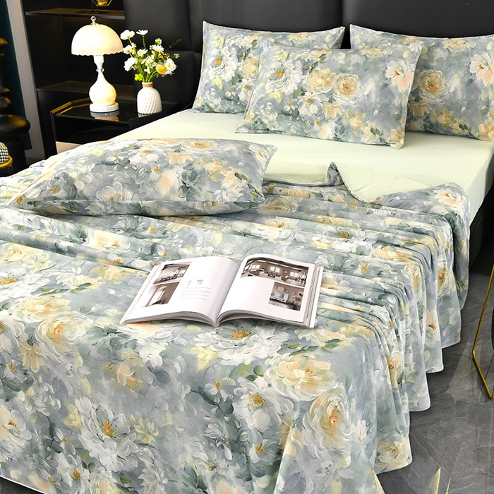 91家纺网 家纺一手货源 找家纺 欧夏家纺 2025新款凉感玻尿酸焕颜被夏被 夏日清新