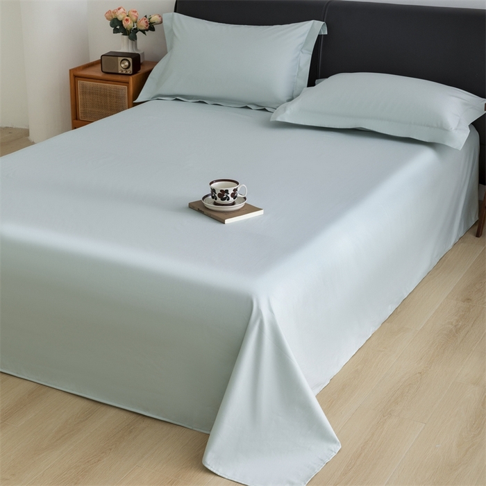 91家纺网 家纺一手货源 找家纺 宝时兰 2025新款100支新疆长绒棉单品床单全棉枕套纯棉三件套 湖泊绿