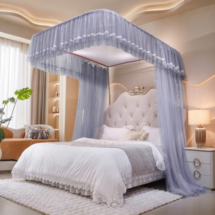 91家纺网 家纺一手货源 找家纺 （总）夏彩 2025新款蕾丝加柔加密铝合金接口高度可调节式轨道蚊帐88618