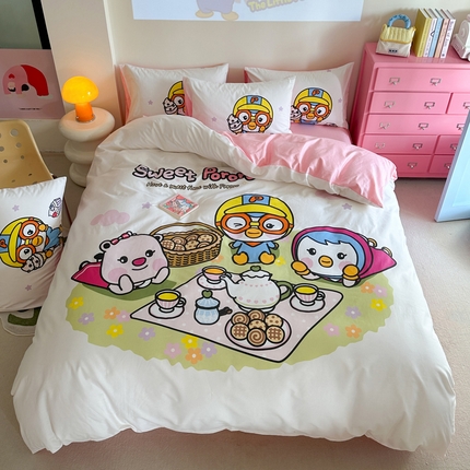 91家纺网 家纺一手货源 找家纺 （总）金爱家 2025新款波乐乐系列纯棉数码印花系列四件套