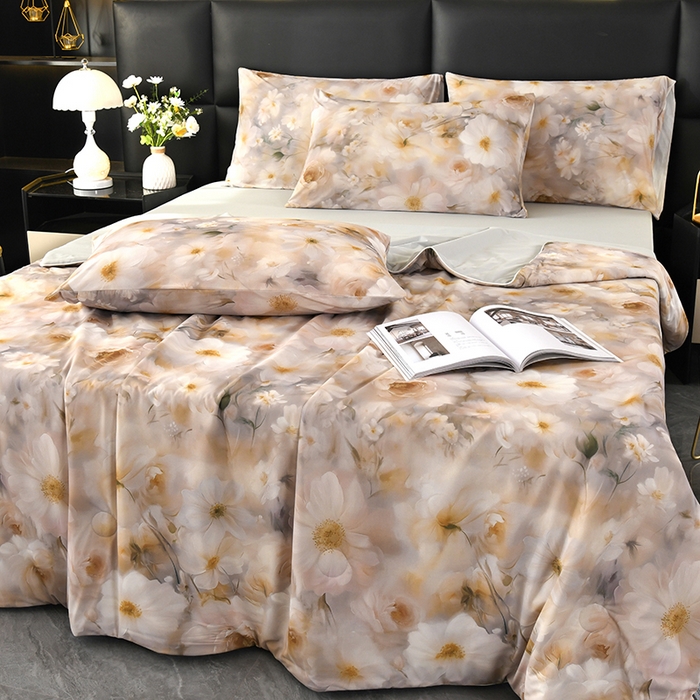 91家纺网 家纺一手货源 找家纺 欧夏家纺 2025新款凉感玻尿酸焕颜被夏被 倾城佳丽