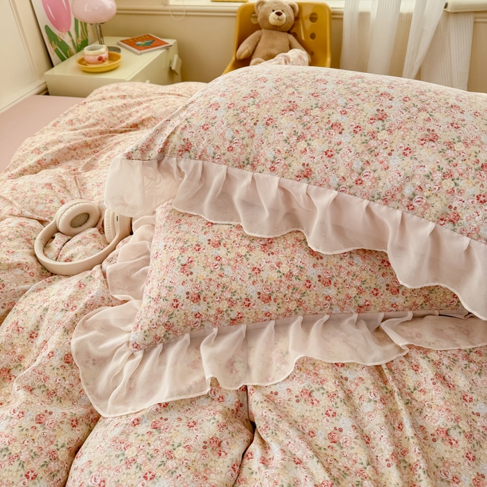 91家纺网 家纺一手货源 找家纺 橘子家 2025新款云纱四件套 雾都玫瑰