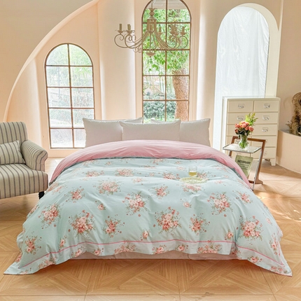 7V 2025全棉被套133*76纯棉轻奢宽边单被套喷气长绒棉面料 花之茵