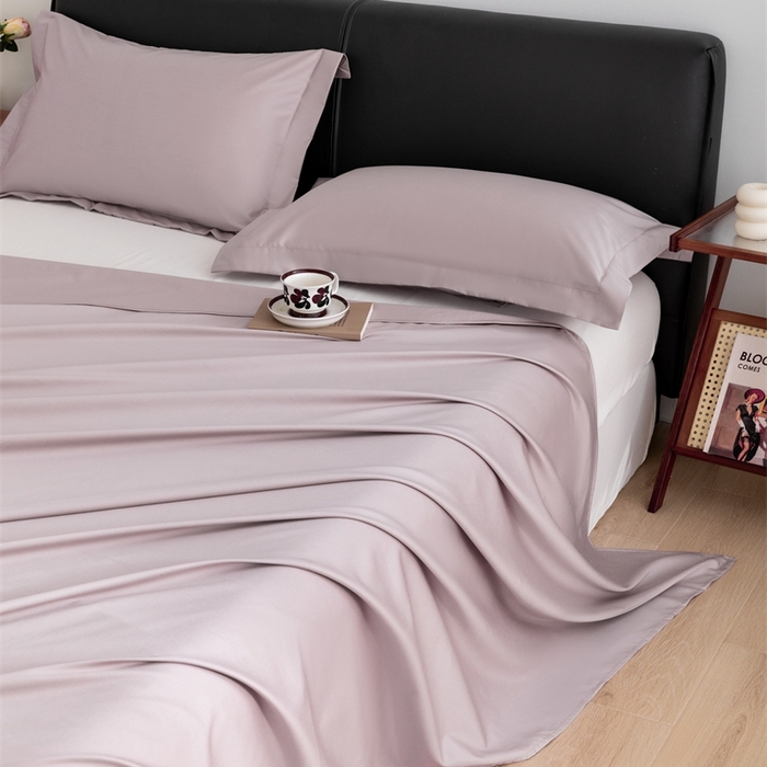 91家纺网 家纺一手货源 找家纺 宝时兰 2025新款100支新疆长绒棉单品床单全棉枕套纯棉三件套 星黛紫