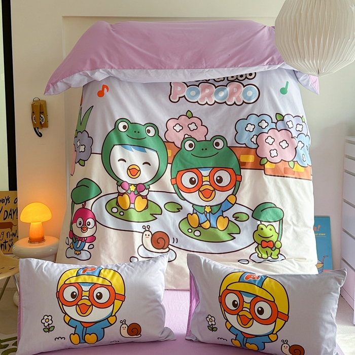 91家纺网 家纺一手货源 找家纺 金爱家 2025新款波乐乐系列纯棉数码印花系列四件套 波乐乐-欢乐时光