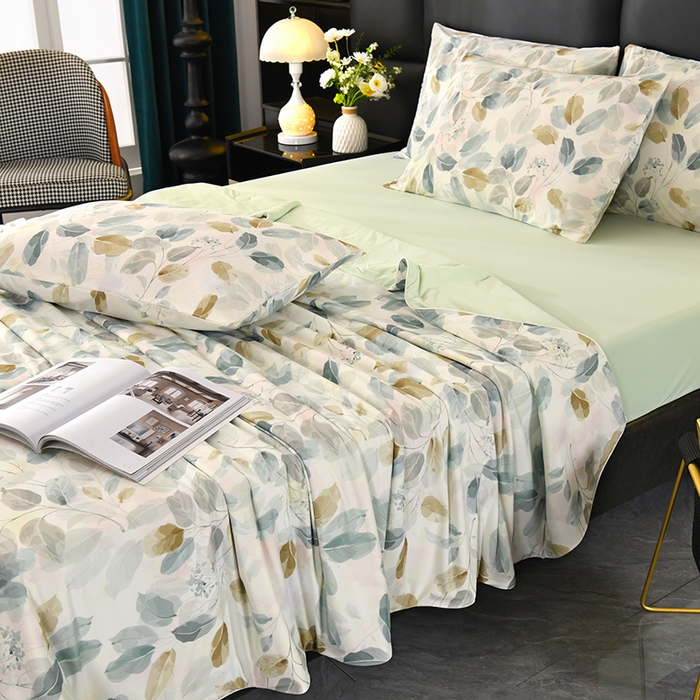 91家纺网 家纺一手货源 找家纺 欧夏家纺 2025新款凉感玻尿酸焕颜被夏被 一叶风情