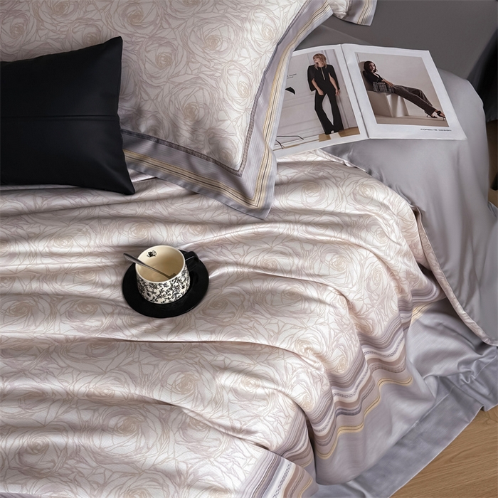 91家纺网 家纺一手货源 找家纺 朵希曼 2026年新款60s天丝棉数码印花四件套 云影