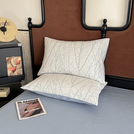 眠博士2025新款AB版简约时尚A类全棉三层纱系列单枕套 三层纱-春枝-蓝