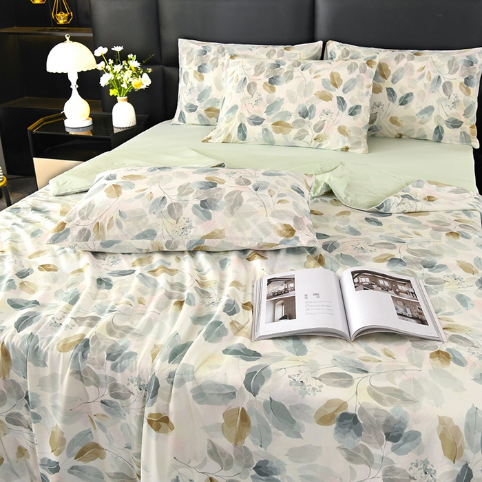 91家纺网 家纺一手货源 找家纺 欧夏家纺 2025新款凉感玻尿酸焕颜被夏被 一叶风情