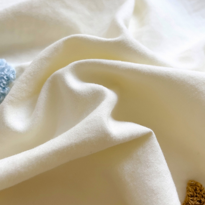 91家纺网 家纺一手货源 找家纺 梦之岛 2025新款ins韩版奶茶风云朵棉可爱毛巾绣四件套 奶茶-白蓝