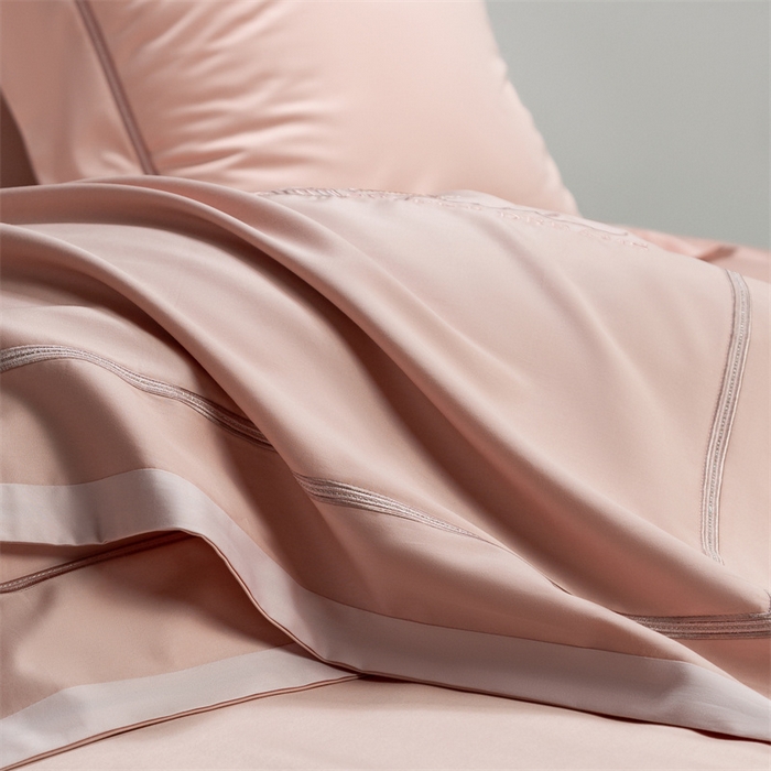 91家纺网 家纺一手货源 找家纺 高大尚婚庆馆 2025春夏新款 长绒棉高端绣花四件套-海歌娜 海歌娜-落樱粉