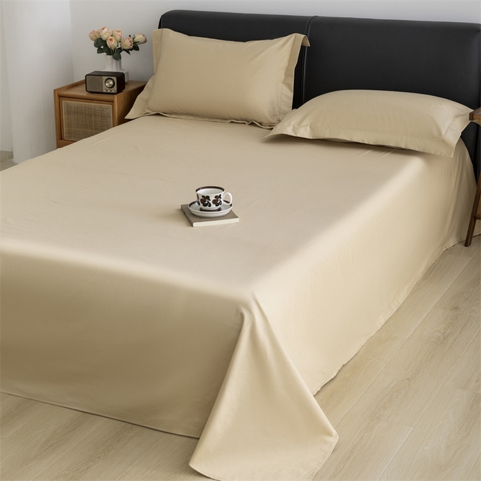 91家纺网 家纺一手货源 找家纺 宝时兰 2025新款100支新疆长绒棉单品床单全棉枕套纯棉三件套 香槟金