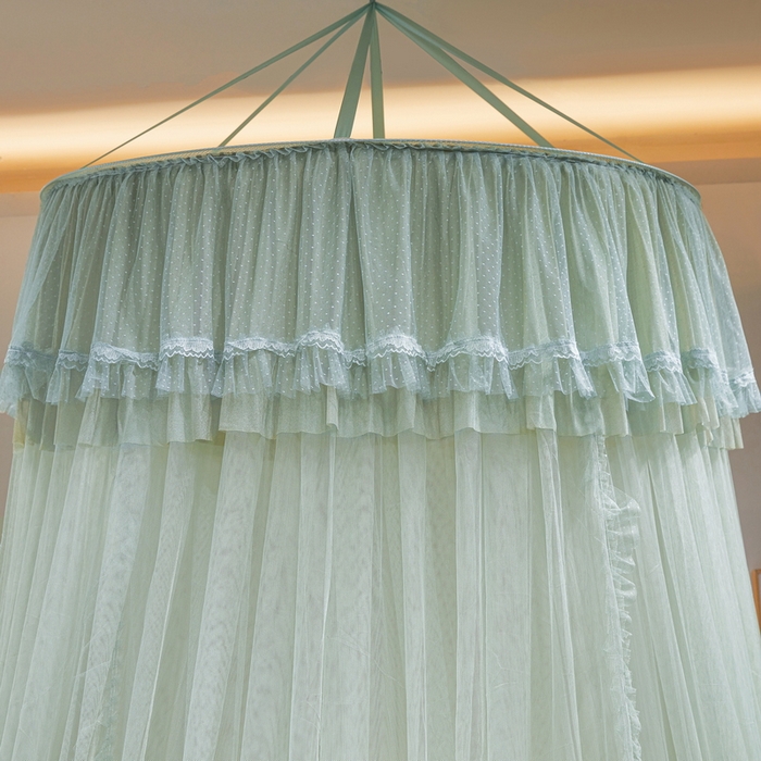 91家纺网 家纺一手货源 找家纺 夏彩 2025新款加高加密加柔吊顶蚊帐88621 88621-薄荷绿