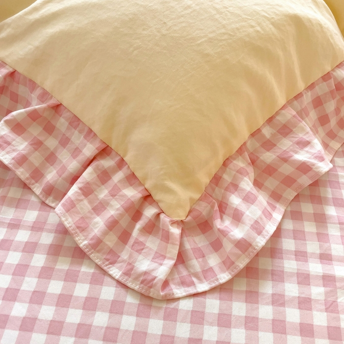 91家纺网 家纺一手货源 找家纺 梦之岛 2025新款ins韩版奶茶风云朵棉可爱毛巾绣四件套 奶茶-白粉