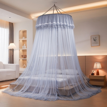 夏彩 2025新款加高加密加柔吊顶蚊帐88621 88621-浅水蓝