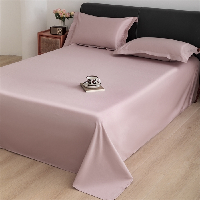 91家纺网 家纺一手货源 找家纺 宝时兰 2025新款100支新疆长绒棉单品床单全棉枕套纯棉三件套 茱萸粉