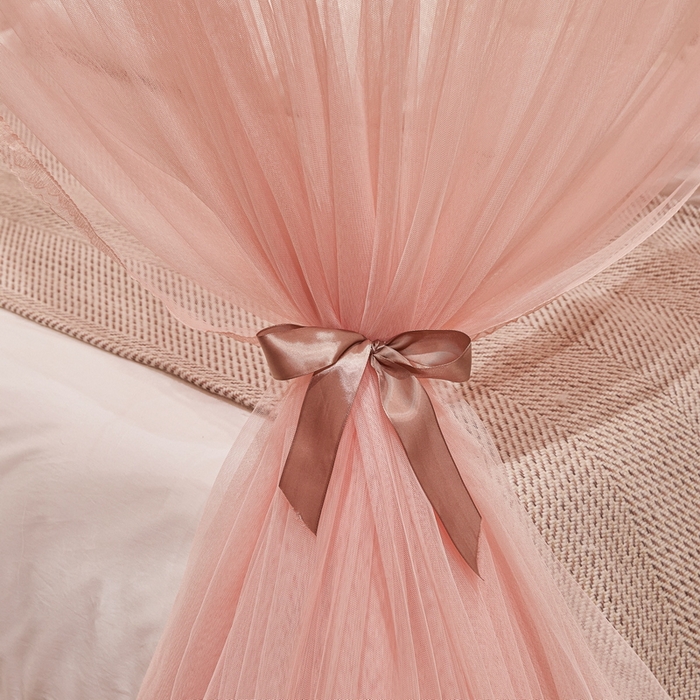 91家纺网 家纺一手货源 找家纺 夏彩 2025新款绣花加柔加密铝合金接口高度可调节轨道蚊帐88620 88620浅粉玉