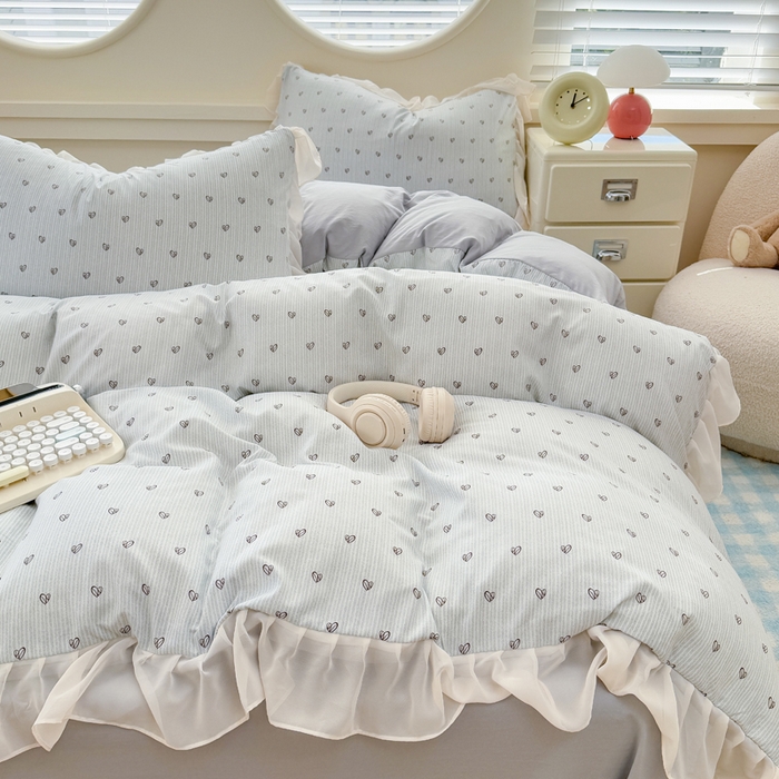 91家纺网 家纺一手货源 找家纺 橘子家 2025新款云纱四件套 甜心