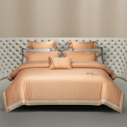 91家纺网 家纺一手货源 找家纺 （总）高大尚婚庆馆 2025春夏新款 长绒棉高端绣花四件套-婉芙