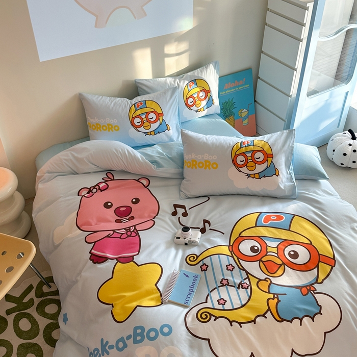 91家纺网 家纺一手货源 找家纺 金爱家 2025新款波乐乐系列纯棉数码印花系列四件套 波乐乐-音乐派对