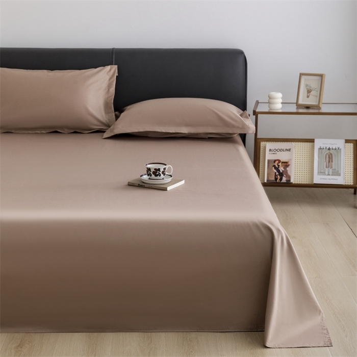 91家纺网 家纺一手货源 找家纺 宝时兰 2025新款100支新疆长绒棉单品床单全棉枕套纯棉三件套 布朗咖