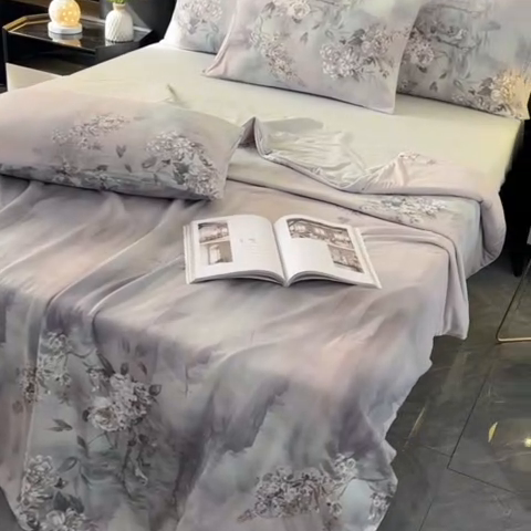 91家纺网 家纺一手货源 找家纺 欧夏家纺 2025新款凉感玻尿酸焕颜被夏被 迷恋之花
