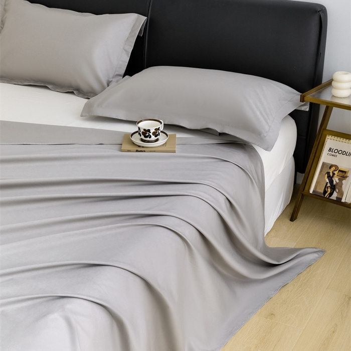 91家纺网 家纺一手货源 找家纺 宝时兰 2025新款100支新疆长绒棉单品床单全棉枕套纯棉三件套 牧云灰