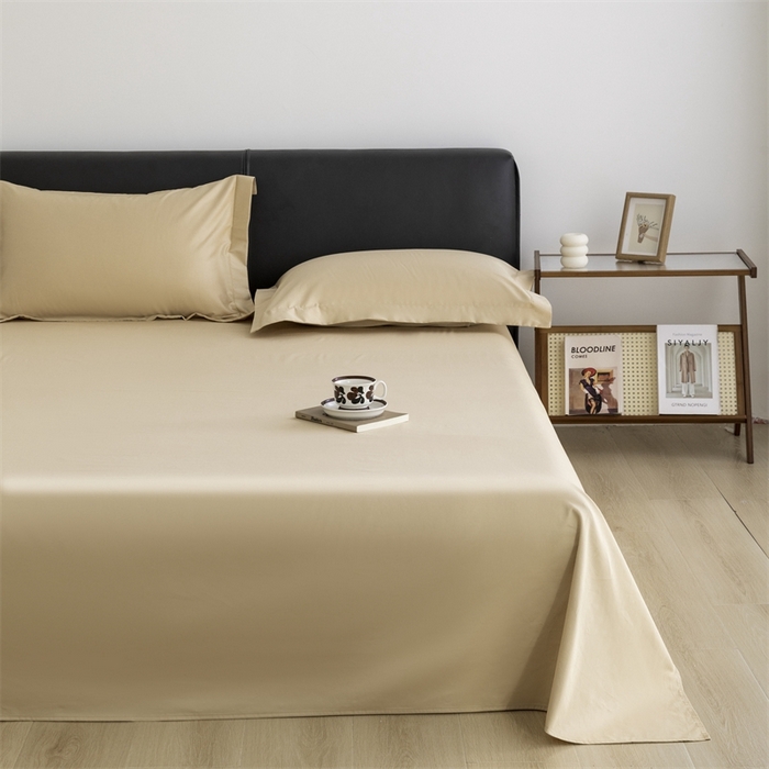 91家纺网 家纺一手货源 找家纺 宝时兰 2025新款100支新疆长绒棉单品床单全棉枕套纯棉三件套 香槟金