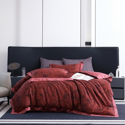 91家纺网 家纺一手货源 找家纺 （总）阿那亚 2025新款雅缎婚庆大红数码印花四件套