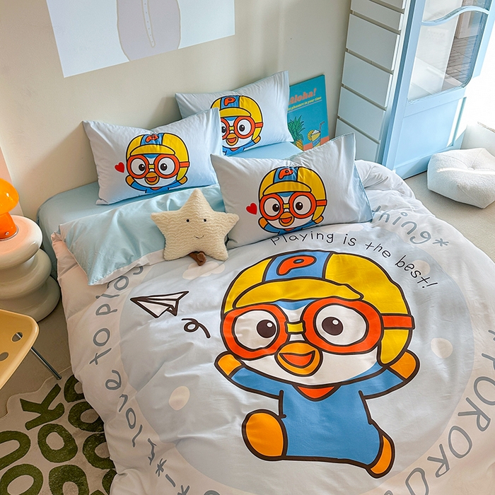 91家纺网 家纺一手货源 找家纺 （总）金爱家 2025新款波乐乐系列纯棉数码印花系列四件套