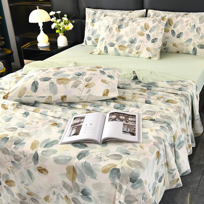 91家纺网 家纺一手货源 找家纺 欧夏家纺 2025新款凉感玻尿酸焕颜被夏被 一叶风情