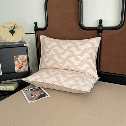 眠博士2025新款AB版简约时尚A类全棉三层纱系列单枕套 三层纱-慕斯-杏