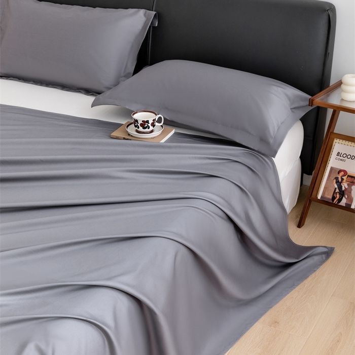 91家纺网 家纺一手货源 找家纺 宝时兰 2025新款100支新疆长绒棉单品床单全棉枕套纯棉三件套 迷雾灰