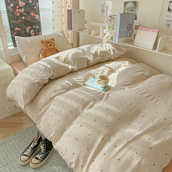 91家纺网 家纺一手货源 找家纺 （总）韩巢家纺 2025新款云感双层纱超柔裸睡级学生宿舍上下铺床单被套三件套-（提供卖家秀）