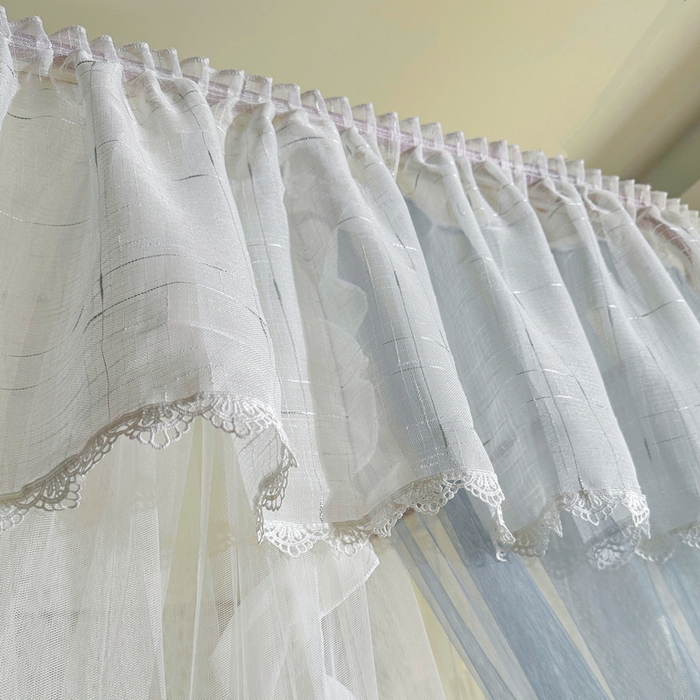 91家纺网 家纺一手货源 找家纺 夏彩  2025新款加柔加密铝合金接口高度可调节双层窗帘式导轨蚊帐88619 花语-兰