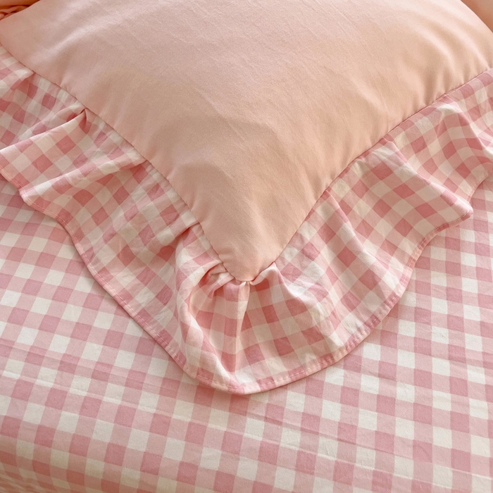 91家纺网 家纺一手货源 找家纺 梦之岛 2025新款ins韩版奶茶风云朵棉可爱毛巾绣四件套 奶茶-粉