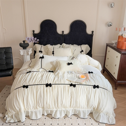 吾欢心 2025新款A类糯小棉法式高定赛琳娜系列四件套 赛琳娜白