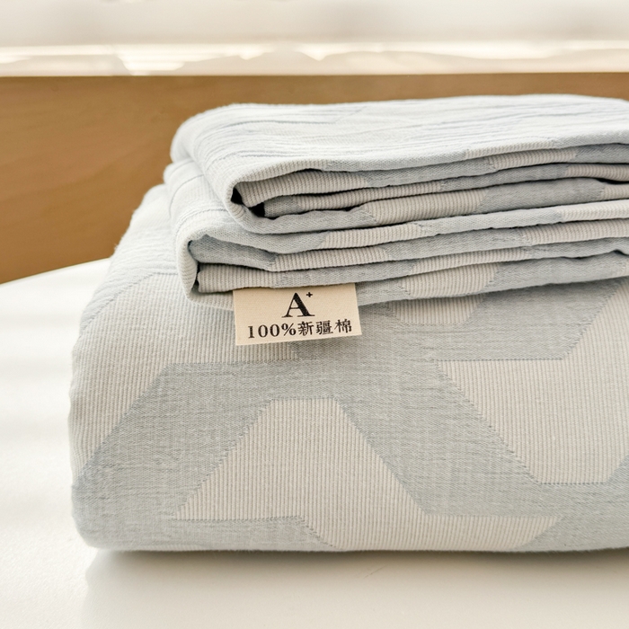 91家纺网 家纺一手货源 找家纺 眠博士2025新款AB版简约时尚A类全棉三层纱系列单枕套 三层纱-慕斯-蓝