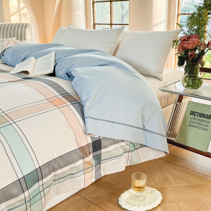 91家纺网 家纺一手货源 找家纺 7V 2025全棉被套133*76纯棉轻奢宽边单被套喷气长绒棉面料 乐悠闲