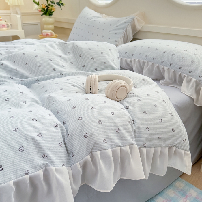 91家纺网 家纺一手货源 找家纺 橘子家 2025新款云纱四件套 甜心