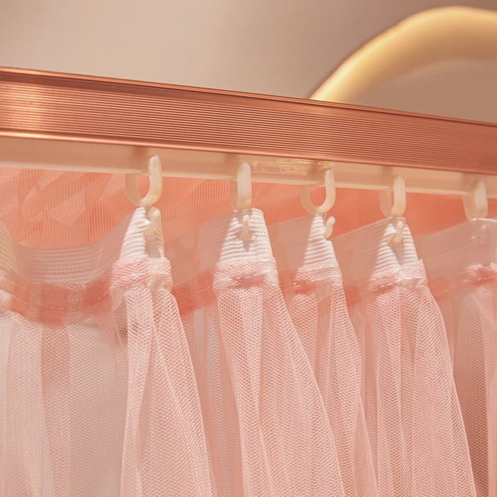 91家纺网 家纺一手货源 找家纺 夏彩 2025新款绣花加柔加密铝合金接口高度可调节轨道蚊帐88620 88620浅粉玉