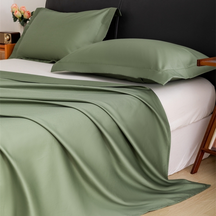 91家纺网 家纺一手货源 找家纺 宝时兰 2025新款100支新疆长绒棉单品床单全棉枕套纯棉三件套 松石绿