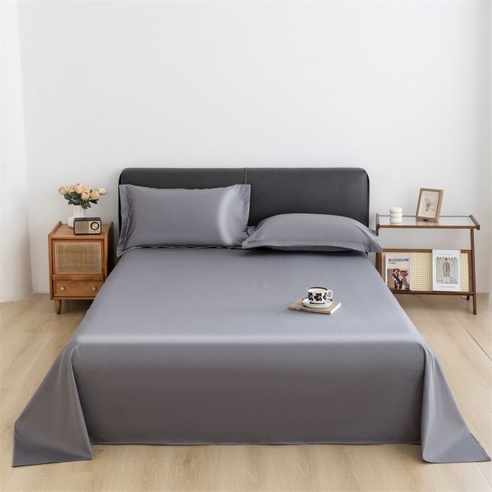 91家纺网 家纺一手货源 找家纺 宝时兰 2025新款100支新疆长绒棉单品床单全棉枕套纯棉三件套 迷雾灰