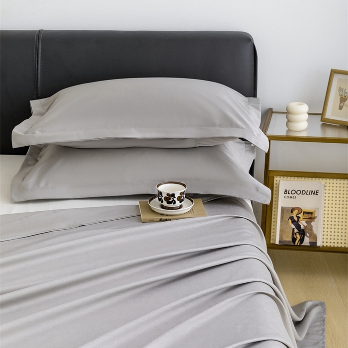 91家纺网 家纺一手货源 找家纺 宝时兰 2025新款100支新疆长绒棉单品床单全棉枕套纯棉三件套 牧云灰