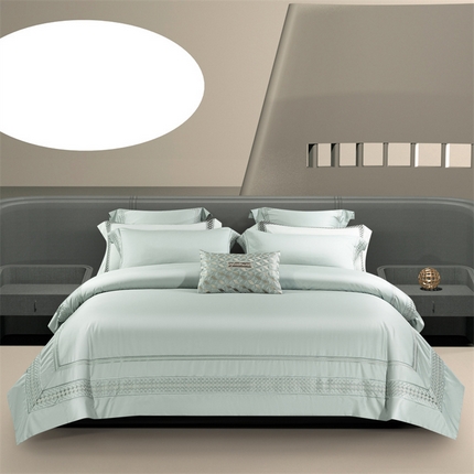 91家纺网 家纺一手货源 找家纺 高大尚婚庆馆 2025春夏新款 长绒棉高端绣花四件套-希尔顿 水晶兰