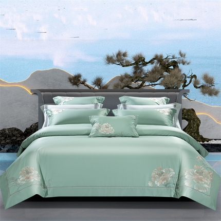 91家纺网 家纺一手货源 找家纺 （总）高大尚婚庆馆 2025春夏新款 长绒棉高端绣花四件套-赫莲娜