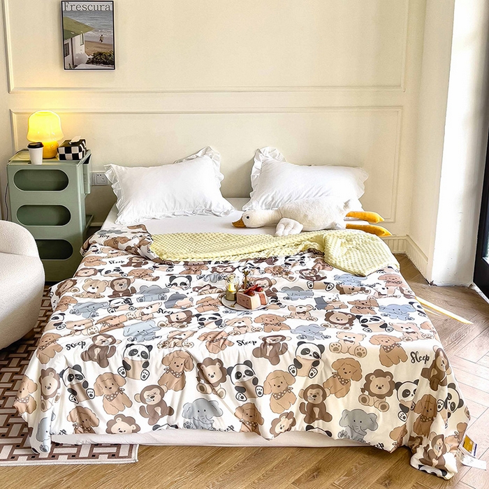 91家纺网 家纺一手货源 找家纺 绒梦里 2025新款儿童卡通系列A类凉感冰豆豆夏被 宠物派