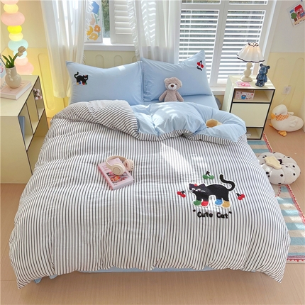 91家纺网 家纺一手货源 找家纺 2025新款立体毛巾绣四件套 幸运猫