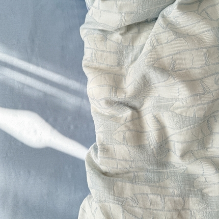 91家纺网 家纺一手货源 找家纺 眠博士2025新款AB版简约时尚A类全棉三层纱系列单被套 三层纱-翠竹-蓝