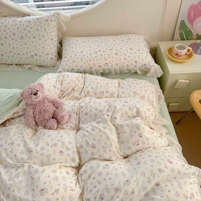 91家纺网 家纺一手货源 找家纺 橘子家 2025新款云纱四件套 清雅